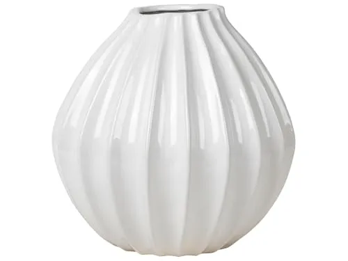 Broste Copenhagen Wide Vase L Ivory - Vase aus hochwertiger Keramik mit glänzender, reaktiv glasierter Oberfläche, ideal für üppige Blumenarrangements und als stilvolles Accessoire für modernes und klassisches Interieur.