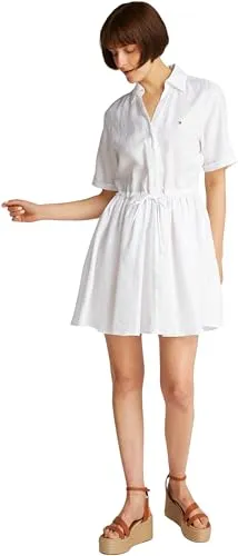 Tommy Hilfiger Hemdblusenkleid ESS LINEN S/S SHORT DRESS - Kleider aus kühlendem Premium Leinen, mit Tunnelzug in der Taille und Rückenfalte für einen lässigen Look. Ideal für warme Tage!