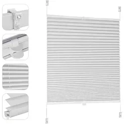 Sekey Plissé verduistering zonder boren, venster plissé klembevestiging jaloezie, verstijfd, ondoorzichtige zonwering, rolgordijn, 40x130cm, Weiß