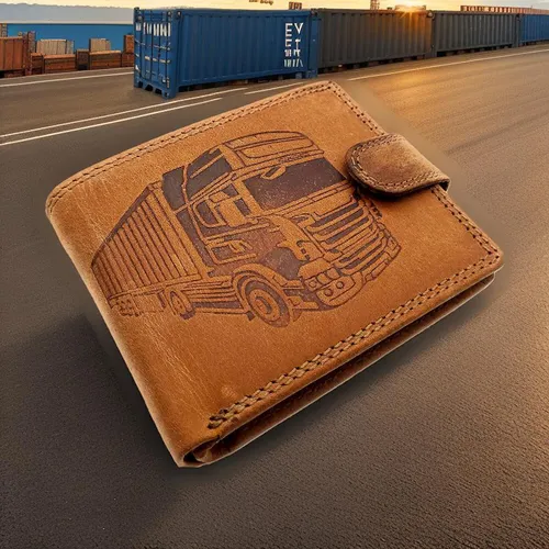 echt Leder Geldbörse mit RFID Schutz und LKW Design