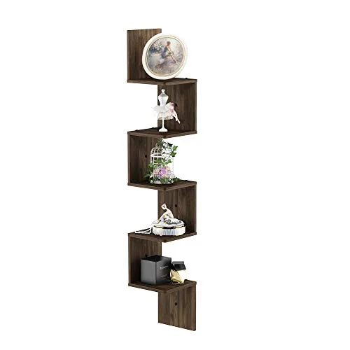 Furinno Rossi 5-stufiges Wandregal mit schwebender quadratischer Ecke