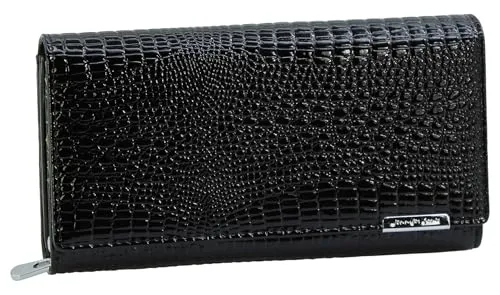 Jennifer Jones Damen Leder Geldbörse - Großer Geldbeutel mit RFID-Schutz in Croco-Optik - Damen-Geldbörsen mit echtem Leder und RFID-Schutz, ideal für Sicherheit und Stil. Viel Platz für 11 Karten, zwei Münzfächer und ein großes Geldscheinfach.