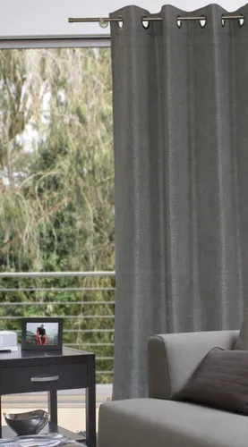Ösenschal Polaris - Moderner Sichtschutz - Gardinen & Vorhänge, lichtfilternder Ösenschal in elegantem Grau, ideal für Arbeitszimmer, pflegeleicht und waschbar bei 30 Grad.