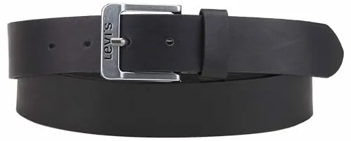 LEVI'S Ledergürtel für Damen, Gr. 110, schwarz - Hochwertiger Gürtel aus 100% Rindsleder mit eleganter Logoprägung und einfacher Dornschließe. Ideal für stilvolle Outfits.