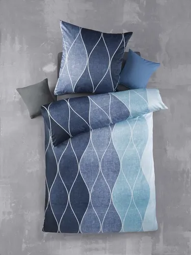 Produktbild Optidream Bettwäsche Set Mikrofaser 135x200 Polyester Alec-Blau Blau, Mikrofaser, 2 teilig, Geschenk Idee Frauen Männer neue Wohnung Hochzeit Frühjahr sale
