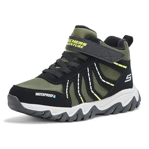 SKECHERS RUGGED RANGER - STORM TRAIL Grün - Wanderschuhe für Kinder, wasserabweisend mit elastischem Klettverschluss für schnellen Einstieg und sicheren Halt, ideal für Outdoor-Abenteuer bei jedem Wetter.