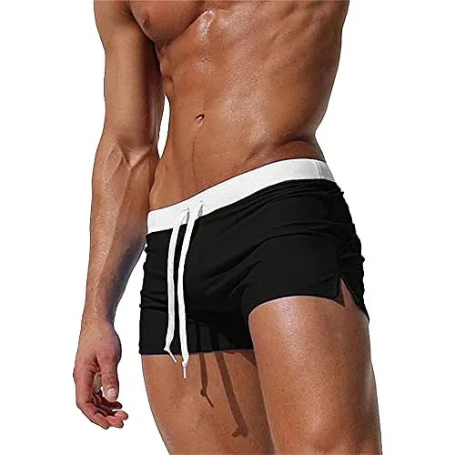 TMEOG Badeshorts für Herren Badehose Kurz Badehosen Männer Eng Schwimmhose Boxer Badepants Wassersport Kurze Hose Schnelltrocknende Strandshorts mit Reissverschluss