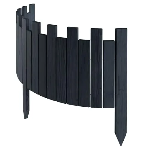 Floranica Rollborder Flexibler Holzzaun 100 x 40 cm Natur Beeteinfassung Deko für Gartenzaun Rasenkante Umzäunung Gartenzaun für Rasenflächen Hochbeete für Garten