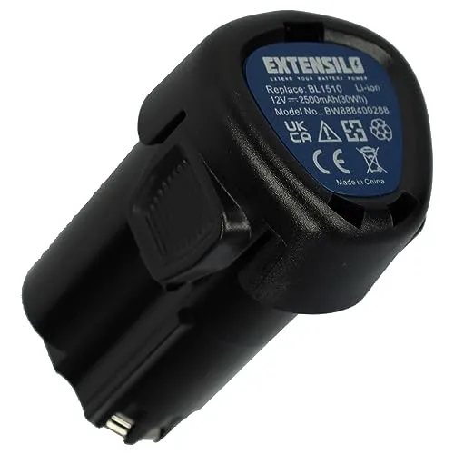 EXTENSILO Akku Ersatz für Black & Decker BL1110, BL1310, BL1510, LB12, LBX12, LBXR12 für Elektrowerkzeug (2500 mAh, Li-Ion, 12 V)