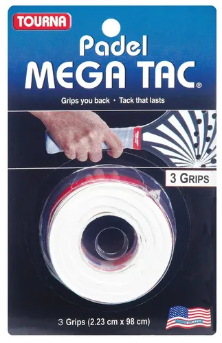 Tourna Grip Europe GbR Griffband Overgrip Padel Mega Tac (extreme Griffigkeit, haltbar, breit) weiss