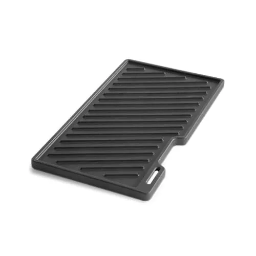 BURNHARD Gusseisen Grillplatte - 41,5 x 23,5 x 2 cm, beidseitig verwendbar für perfektes BBQ und ideales Grillen von empfindlichen Zutaten