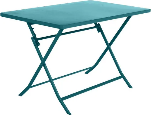 Hespéride Rechteckiger Klappbarer Gartentisch Greensboro Blaugrün - 4 Plätze - Esstisch in stilvollem Entenblau, klappbar und aus langlebigem epoxybehandeltem Stahl, ideal für Gartenpartys und gemütliche Abende im Freien.
