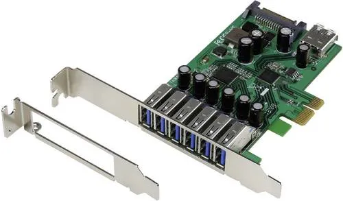Renkforce 6+1 Port USB 3.2 Gen 1 Controllerkarte - Port-Erweiterungskarte mit 1 interner und 6 externen USB-Schnittstellen, ermöglicht bis zu 10-fache Geschwindigkeit im Vergleich zu USB 2.0 für schnelle Datenübertragungen.