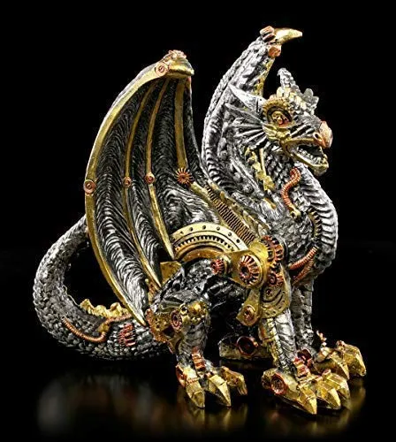 Fantasy Steampunk Drachen Figur - Killing Machine, klein | Dekofigur, handbemalt