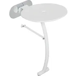 Klappsitz Elida mit Fuß aus Edelstahl / PE-HD, weiß, 320 x 500 x 390/130 mm - 93 133 97