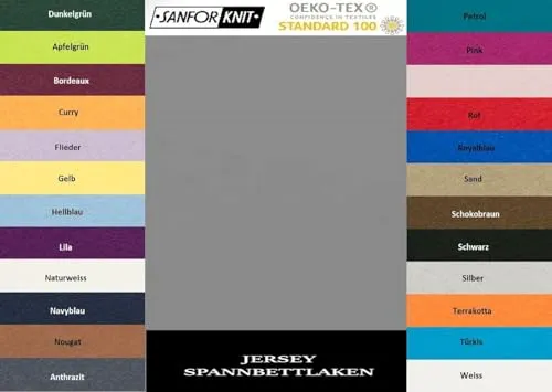 EXKLUSIV HEIMTEXTIL Jersey Spannbettlaken 140 x 200 cm Grau 100% Baumwolle Öko - Tex Zertifiziert Bed-Sheet Bettlaken Spannbetttuch