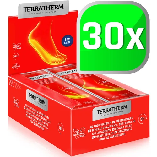 TerraTherm Wärmesohlen – 8 Stunden warme Füße – 30 Paar von TerraTherm-Voll-Einlage