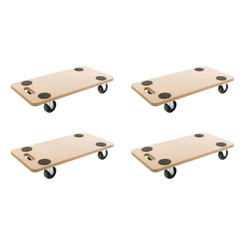 Arebos Rollbrett Set, 4 Stück - Transportroller mit 360° Wendigkeit - Transportroller für Möbel und schwere Güter, hohe Traglast von 200 kg pro Brett, rutschfeste Gummipads für sicheren Transport und einfache Handhabung dank praktischen Tragegriff.