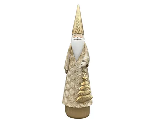 matches21 HOME & HOBBY Dekofigur Elegante Weihnachtsmann-Figur mit Stern in Gold, in 31 cm (1 St), Moderne Weihnachtsdeko aus Polyresin für innen & außen