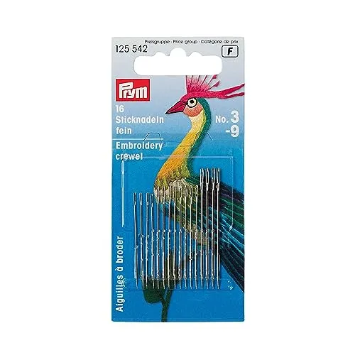 PRYM Nähnadeln, Stickwolle, sortiert gold Eye, pack de 16