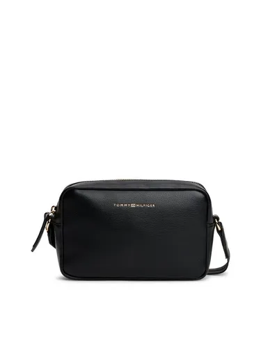 Tommy Hilfiger TH Logotape Camera Bag black - Elegante Umhängetasche aus hochwertigem Kunstleder mit verstellbarem Schulterriemen und edlem Metall-Reißverschluss – perfekt für stilbewusste Träger.