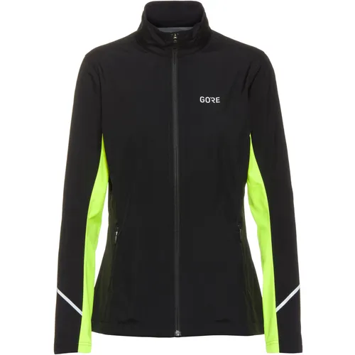 GOREWEAR R3 Partial INFINIUM Laufjacke Damen - Größe 42, black-neon yellow - Kleidung: Leichte Laufjacke mit GORE-TEX INFINIUM für optimalen Komfort, winddicht und mit reflektierenden Elementen für Sicherheit bei jedem Wetter.