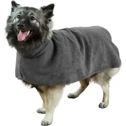 Hundebademantel / Haustiermantel, grau, Rückenlänge ca. 50 cm, Gr. M, Mikrofaser - Grau