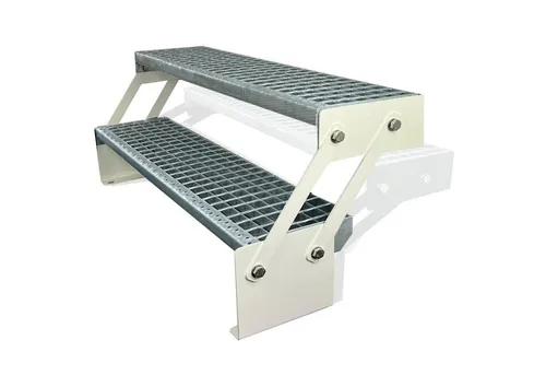 Kaminbau Mierzwa Außentreppe Premium Treppe Weiß Höhe Verstellbar, für Geschosshöhen bis 43.00 cm, (Höhe Verstellbar 30-43 cm), Gartentreppe Stahltreppe Wetterfest Rostfrei Feuer-Verzinkt Rutschfest