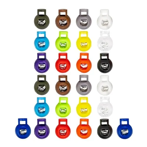 Kordel Stopper Set, 1-Loch, 26 Stück, 13 Farben Mix, für bis Ø 5 mm Kordeln, Band Klemme Bekleidung, Rucksack, Gummikordel Stopper, Schnellverschluss Schnürsenkel, Schnur Rutsche, Tanka Kordelstopper