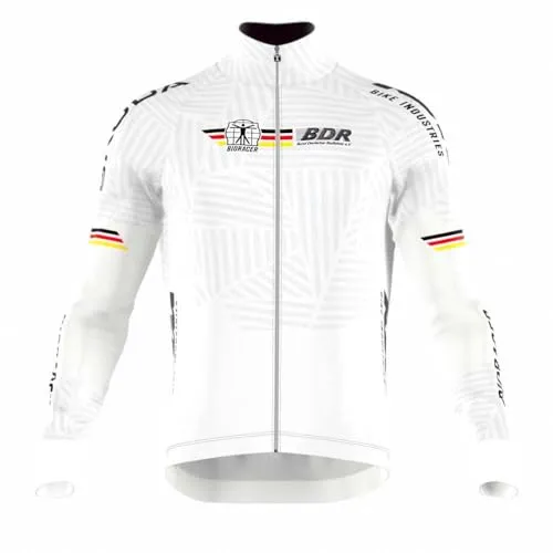 Bioracer Fahrradtrikot Langarm – Offizielles Team BDR – Modell Icon Tempest – Farbe Iconic White – Weiß – Größe S – Fahrradbekleidung für den Radsport