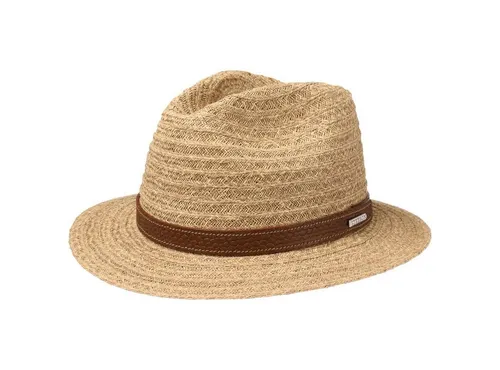 Stetson Barnell Traveller Raffiahut - Edler Sommerhut für Herren - Cowboyhüte für Herren, hochwertiger Raffiahut mit Baumwollfutterband für besten Tragekomfort und 6.5 cm Krempe für optimalen Sonnenschutz.