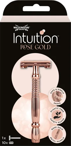 Wilkinson Rasierhobel Intuition Rose Gold mit 10 Klingen - Damenrasierer in edlem Rose Gold, inklusive 10 Ersatzklingen für eine sanfte und gründliche Rasur. Ideal für Arme und Beine, mit hochwertigem Metallgriff.
