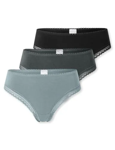 SCHIESSER Modern Multipacks Damen Unterhosen, Gr. 40, bunt - Funktionsunterwäsche im praktischen Multipack: Bequeme, körpernahe Passform aus 95% Baumwolle mit femininen Spitzenbändern für einen modernen Look. Ideal für jeden Tag!