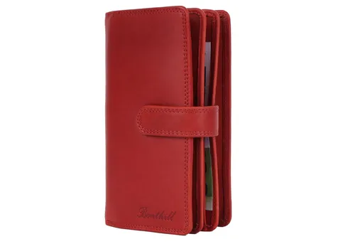 Benthill Damen Geldbörse Groß aus Leder mit RFID-Schutz - Elegante Geldbörse im Hochformat aus echtem Rindsleder mit 33 Kartenfächern und sicherem Reißverschlussfach. Ideal für Ordnung und Sicherheit im Alltag.