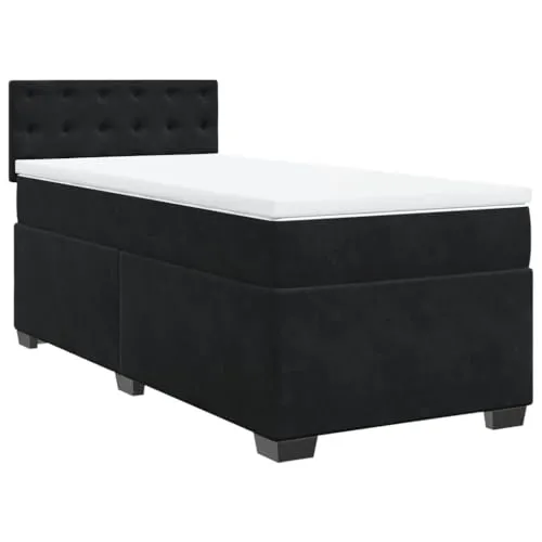 vidaXL Boxspringbett mit Matratze, 90x200cm, Schwarz von vidaXL