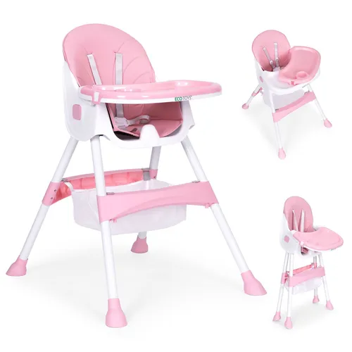ECOTOYS Kindersitz Hochstuhl mit Tablett und 5-Punkt-Gurt