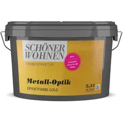 Schöner Wohnen Metall-Optik Effektfarbe matt Gold 1 l - Farben - Wasserverdünnbare, scheuerbeständige Effektfarbe für einen eleganten, metallischen Look. Ideal für kreative Wandgestaltungen auf verschiedenen Untergründen.