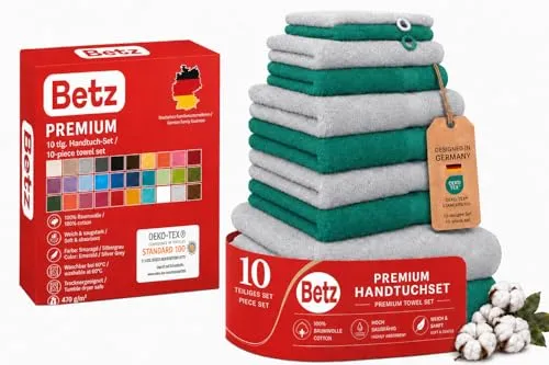 Betz Premium Handtuch-Set 10-teilig - Duschtücher, Handtücher, Gästetücher & Waschhandschuhe - Hochwertiges 10-tlg. Handtuch-Set aus 100% Baumwolle, flauschig und saugstark. Ideal für jeden Badbereich mit Waschhandschuhen, Gästetüchern und Duschtüchern in klassischer Eleganz.