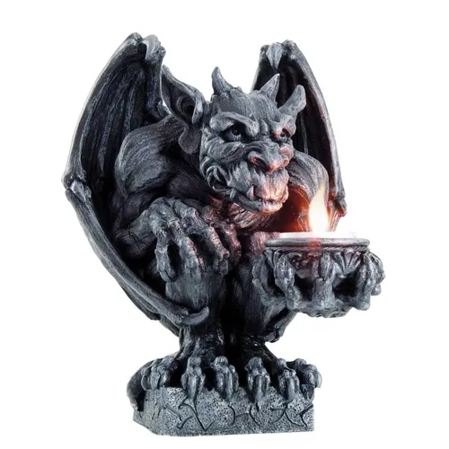 Vogler Dekofigur Teelichthalter Gargoyle 21 cm - Dekofiguren: Mystischer Teelichthalter in Form eines Gargoyles, detailreich aus hochwertigem Polyresin gefertigt, ideal für stimmungsvolle Beleuchtung.