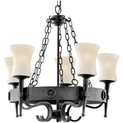 Searchlight Cartwheel 0815-5BK 5 Traditional Pendant in schwarz von Searchlight