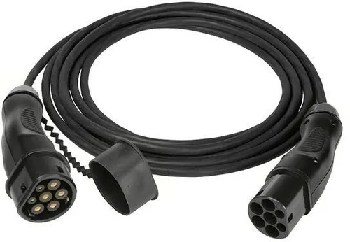 Walther 9773020000-S Ladeleitung für Elektrofahrzeuge, 22kW, Typ 2, Mode 3, Kabellänge 5m, schwarz