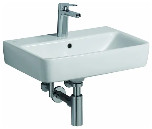 Keramag Geberit Renova Compact Waschtisch 550 mm x 370 mm - Weiß Alpin, platzsparendes Design für kleine Bäder und Gäste-WCs