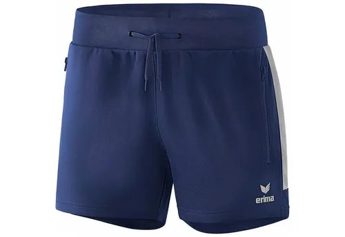 Erima Damen Squad Kurze Trainingsshort (1152007) - New Navy/Silver Grey, Größe 42 - Sportliche Shorts mit elastischem Rippbund und praktischen Reißverschlusstaschen. Ideal für aktive Frauen, die Wert auf Komfort und Funktionalität legen.