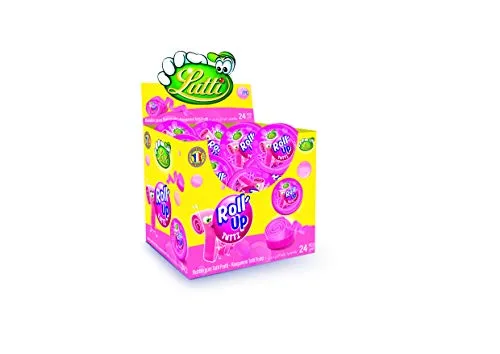 Sweets Rolla up Bubble Gum Box von 24 in pink von Lutti