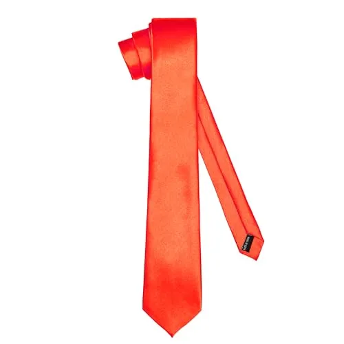 Ladeheid Klassische Herren Krawatte, glänzend, Perfekt für Büro & Festlichkeiten, Vielfältige Farben - Ideal für Geschäftsmeetings, Hochzeiten TMS-7 (150cm x 7cm, Rot)