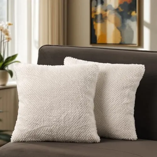 Paco Home Kissenbezug 2er Set Deko Wohnzimmer Sofakissen Bezug Couchkissen Kissenhülle Dekokissen Boho Weich Waschbar, Farbe:Creme, Sets:2pcs-Set