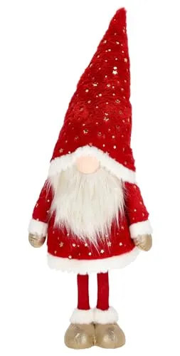 itsisa XL Wackelwichtel Santa mit Sternmütze H: 80 cm rot-Weiss - Wichtel wackelnd, Weihnachts Deko, Weihnachtswichtel, Zwerg, Winterdeko