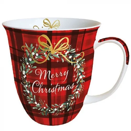 Tasse, Porzellantasse CHRISTMAS PLAID 0,4l by Ambiente