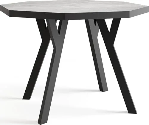 WFL Group Esstisch Rund, Hellgrau, 100-150 cm - Esstische – Moderner, ausziehbarer Esstisch aus robustem Holzwerkstoff, ideal für bis zu 6 Personen. UV-beständige und kratzfeste Tischplatte sorgt für Langlebigkeit und Stil in Ihrem Esszimmer.