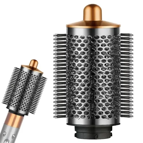 chuancheng Verbesserte große, runde Volumenbürste für Dyson für Airwrap-Aufsätze, Volumenaufsatzbürste für flaches Haar, Gold